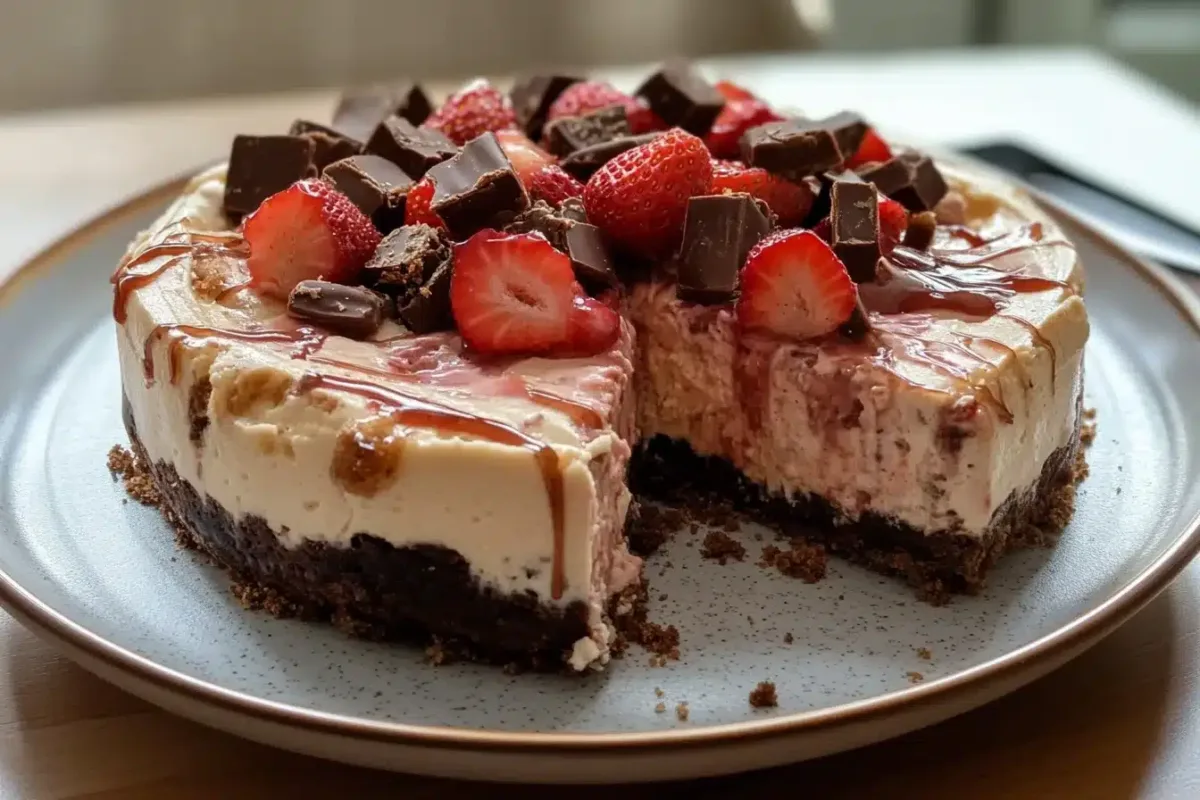 Snickers strawberry cheesecake